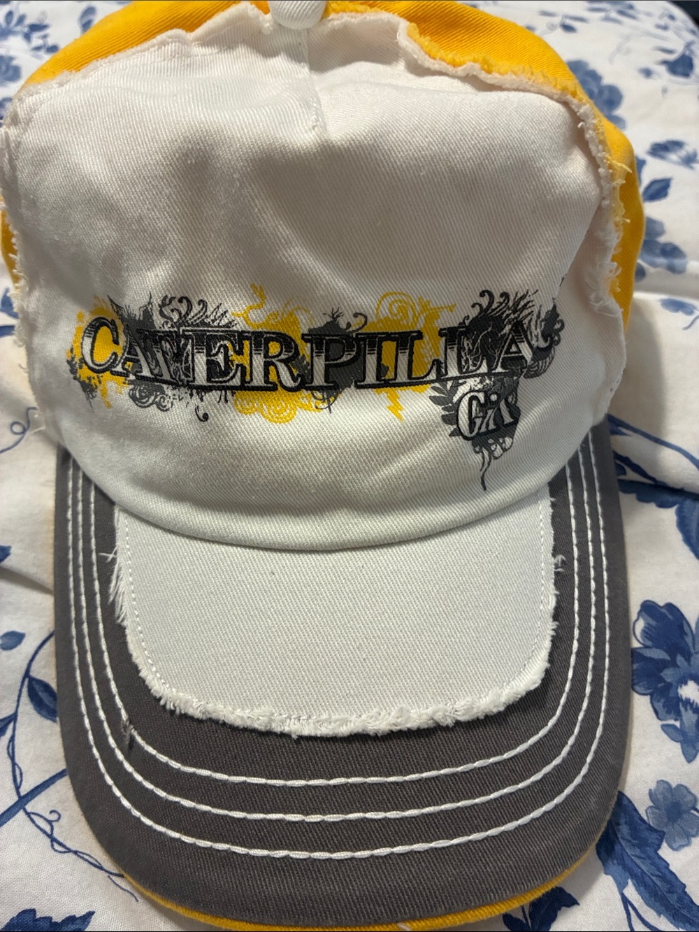 Caterpillar White, Yellow & Gray Kids Logo Cap